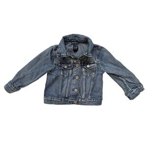 GAP Denim Jacket Toddler 3‎ Years Blue 1969 Jean Trucker Button Front Pockets